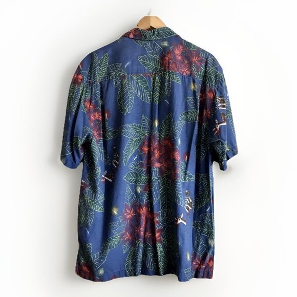 Tommy Bahama Season's Greeting Christmas Button Up Shirt 100% Silk Large - Picture 3 of 9